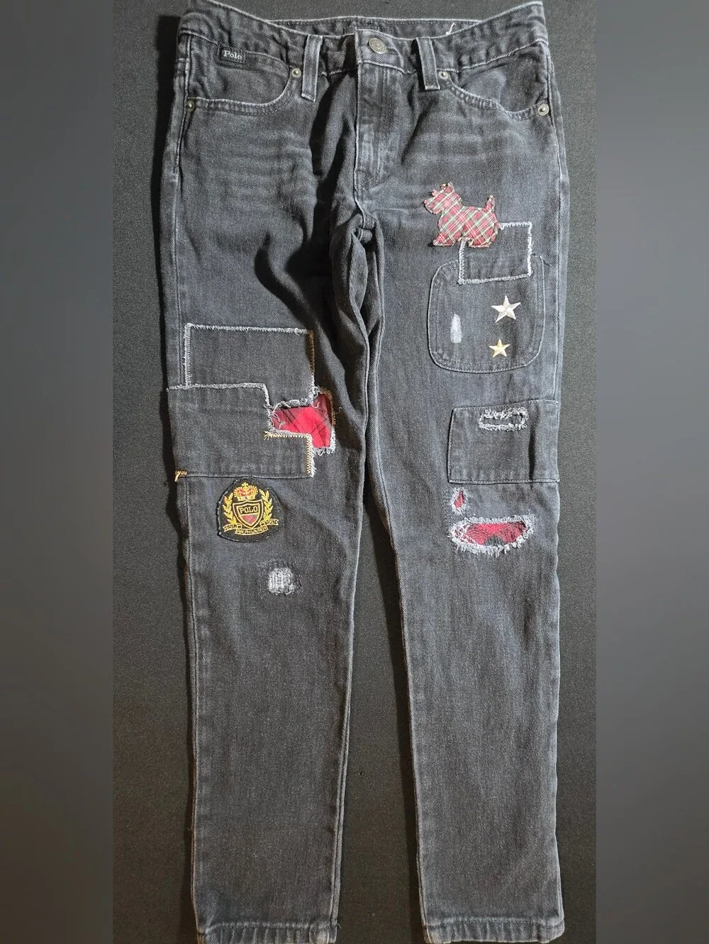 Ralph Lauren Black Denim Jeans with Polo Label Girls (12)